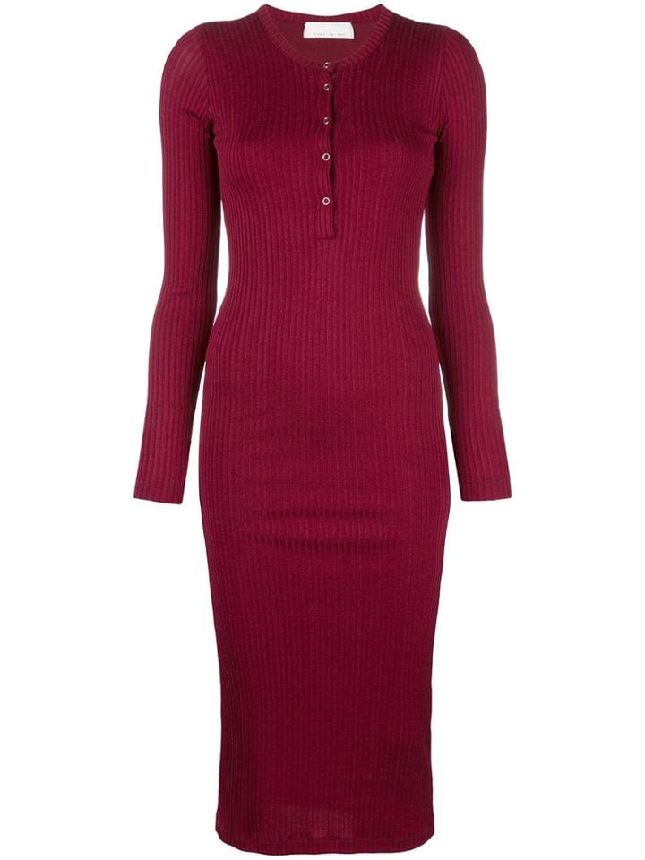 Fleur Du Mal Ribbed Knit Midi Dress - Purple