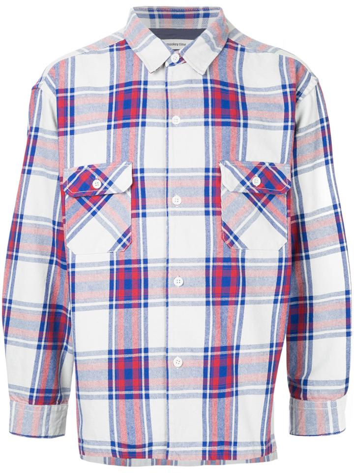 Monkey Time Checked Button-down Shirt - White