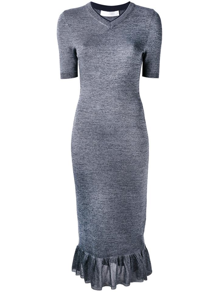 Victoria Beckham Frill Hem Dress - Blue