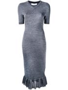 Victoria Beckham Frill Hem Dress - Blue