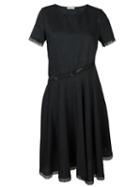 P.a.r.o.s.h. Lace Trim Flared Dress, Women's, Size: Small, Black, Cotton/polyamide/virgin Wool