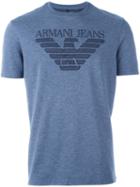 Armani Jeans Logo Print T-shirt, Men's, Size: Large, Blue, Cotton/polyamide