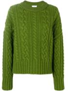 Ami Alexandre Mattiussi Crew Neck Cable Knit Oversize Sweater - Green
