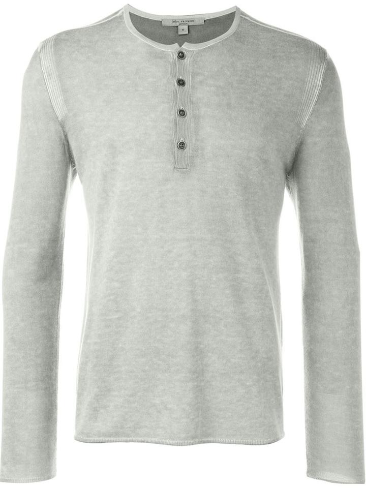 John Varvatos Button Down Rib Detail Jumper