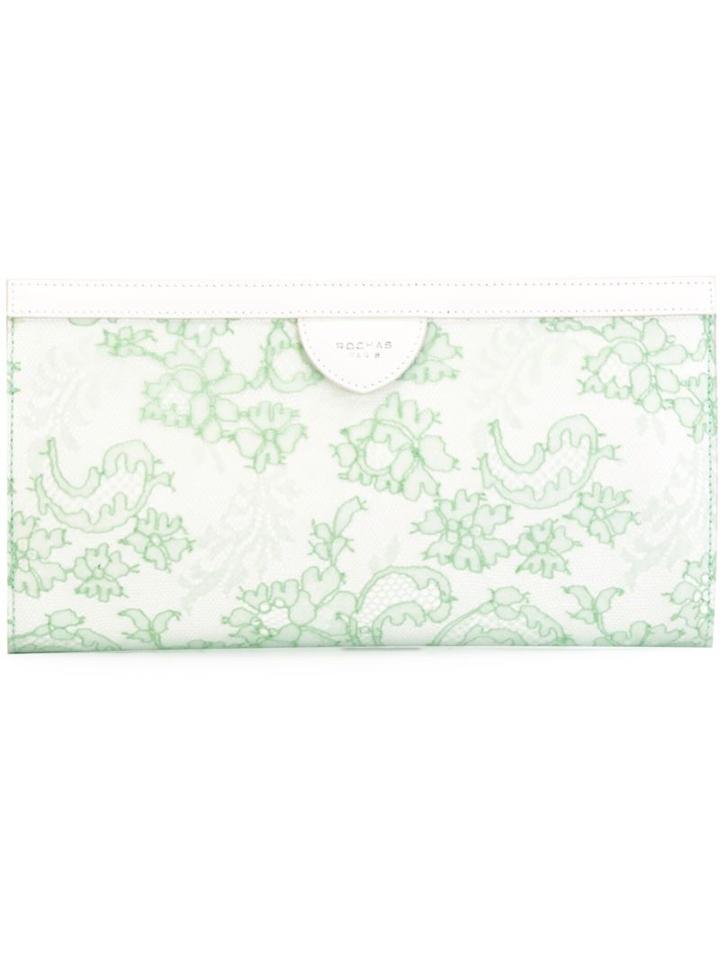Rochas Floral Pattern Magnet Fastening Clutch, Women's, Green