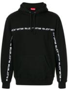 Supreme Text Stripe Hooded Sweatshirt - Black