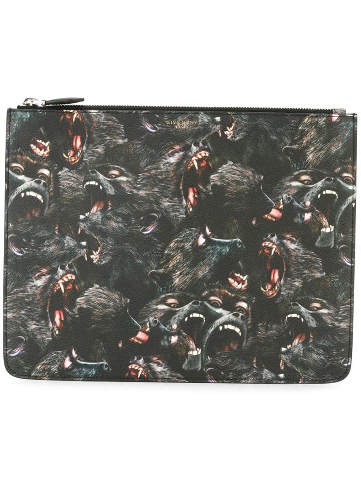 Givenchy Baboon Print Clutch, Men's, Black, Cotton/polyester/polyurethane