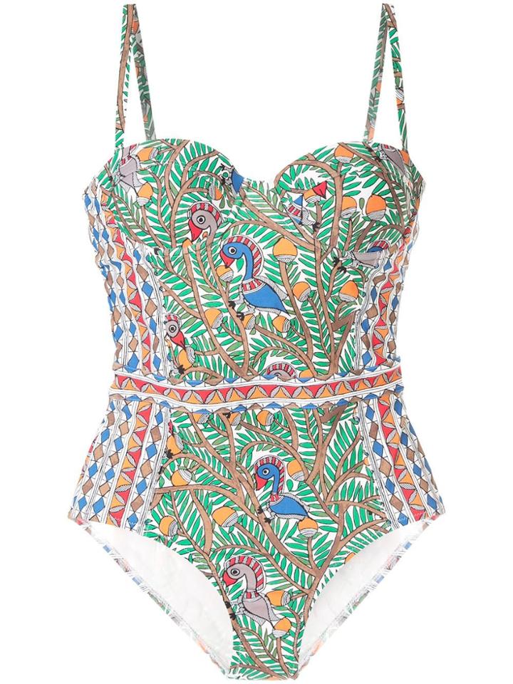 Tory Burch Colour-block Underwire Swimsuit - Green