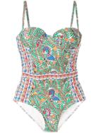 Tory Burch Colour-block Underwire Swimsuit - Green