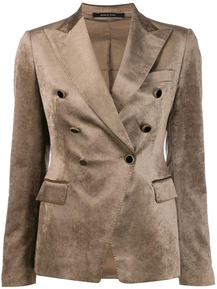 Tagliatore Velvet Double-breasted Blazer - Brown