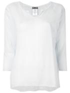Kristensen Du Nord - Sheer V-neck Top - Women - Cotton - 4, Blue, Cotton