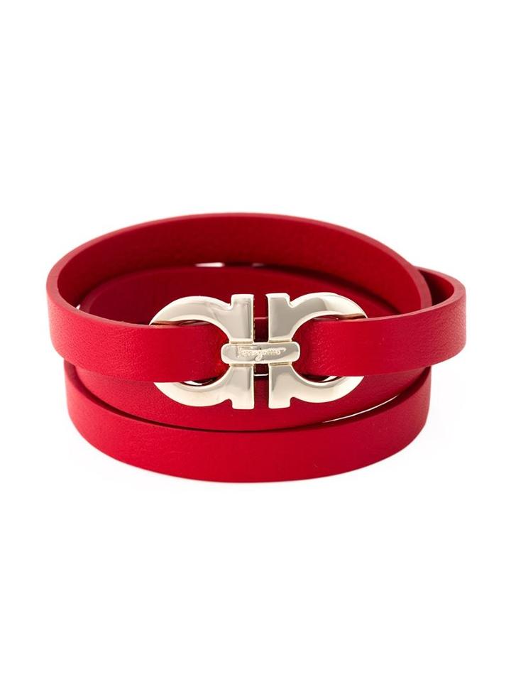 Salvatore Ferragamo Gancini Wrap Around Bracelet, Women's, Red