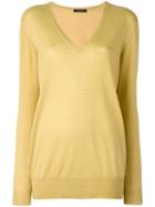 Roberto Collina V-neck Sweater, Women's, Size: Large, Yellow/orange, Cashmere