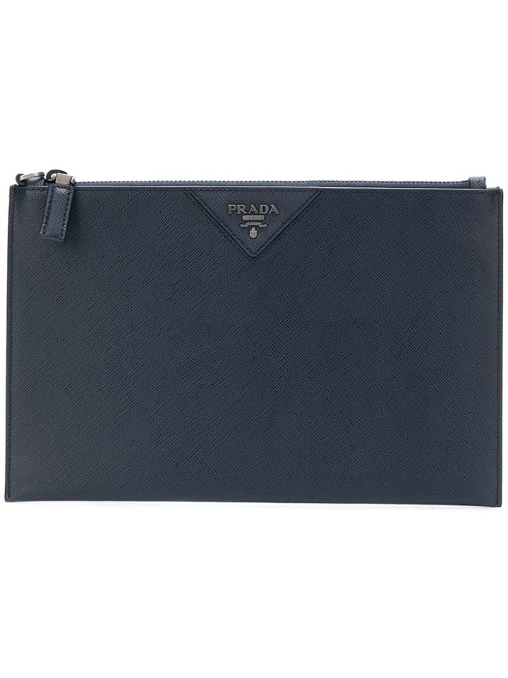 Prada Saffiano Pouch - Blue