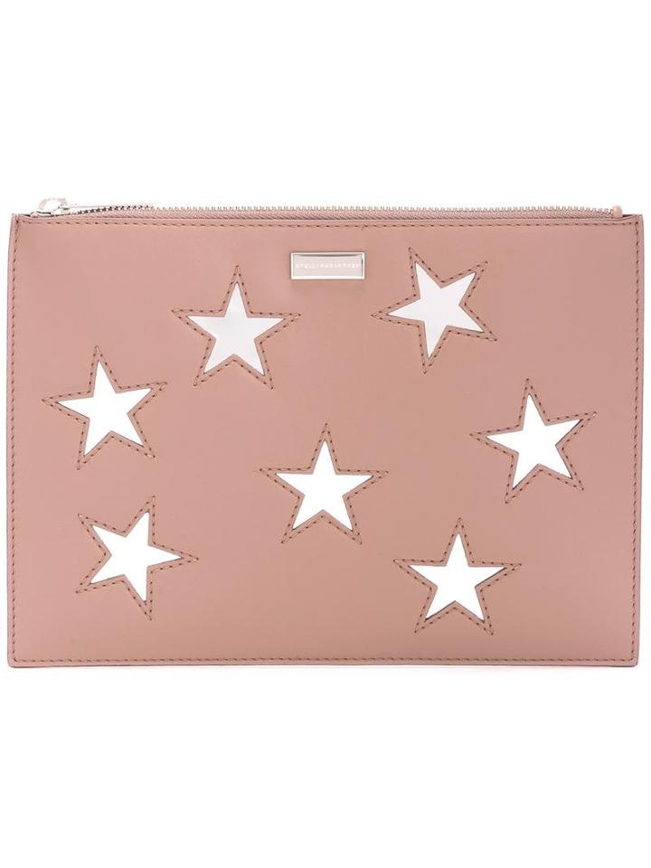 Stella Mccartney Embroidered Star Clutch Bag, Pink/purple, Polyurethane