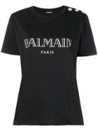 Balmain Buttoned Logo T-shirt - Black