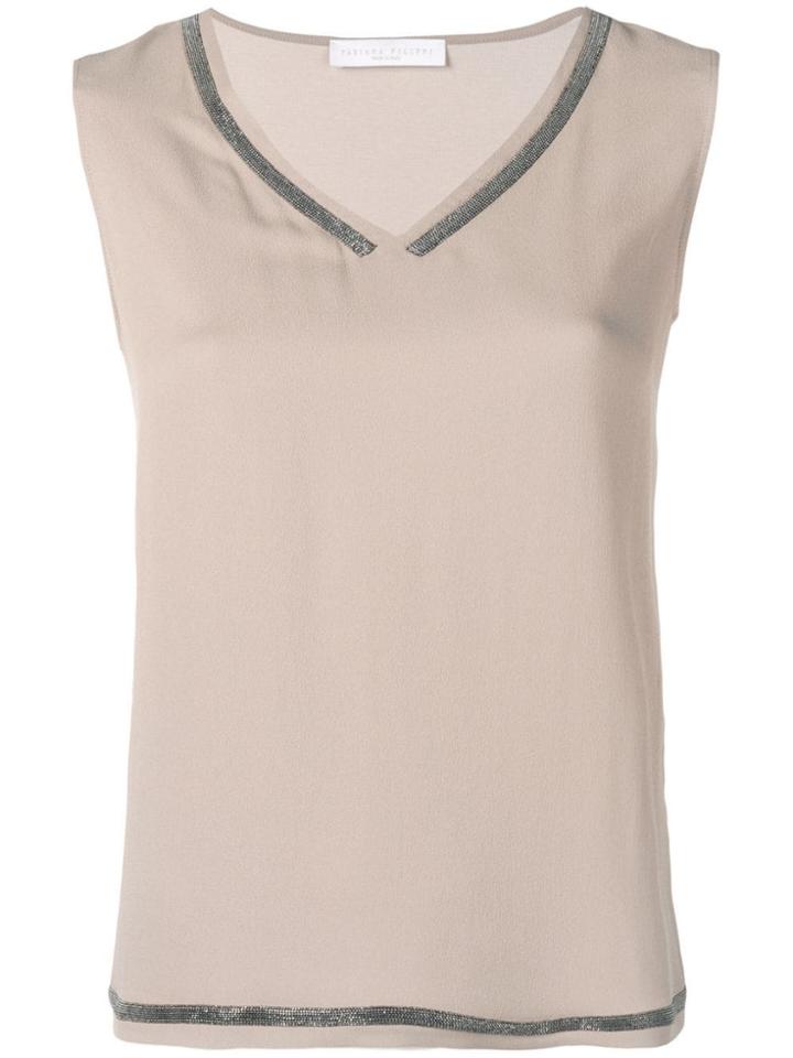 Fabiana Filippi Beaded V-neck Top - Neutrals