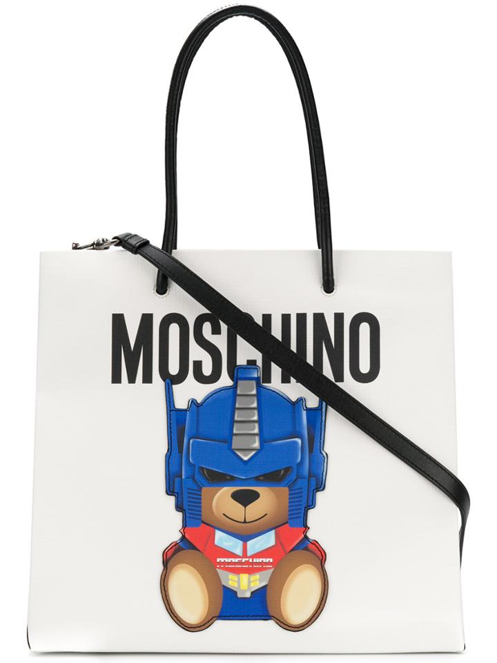 Moschino Transformer Teddy Tote - White