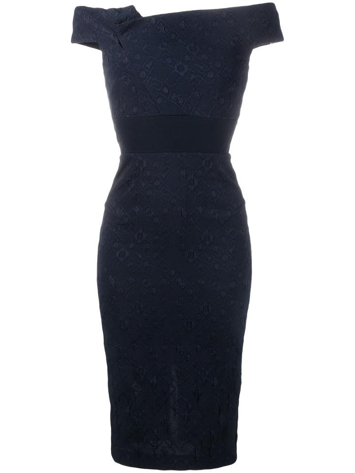 Roland Mouret Monamy Off-shoulder Dress, Women's, Size: 6, Blue, Polyamide/silk/spandex/elastane/cotton