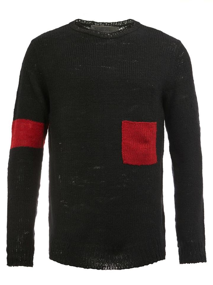 The Elder Statesman Cashmere Colour Block Sweater, Men's, Size: Large, Black, Cashmere