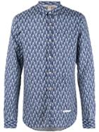 Dnl - Patterned Shirt - Men - Linen/flax - 43, Blue, Linen/flax