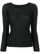 Pleats Please By Issey Miyake Pleated Long-sleeved Top - Black