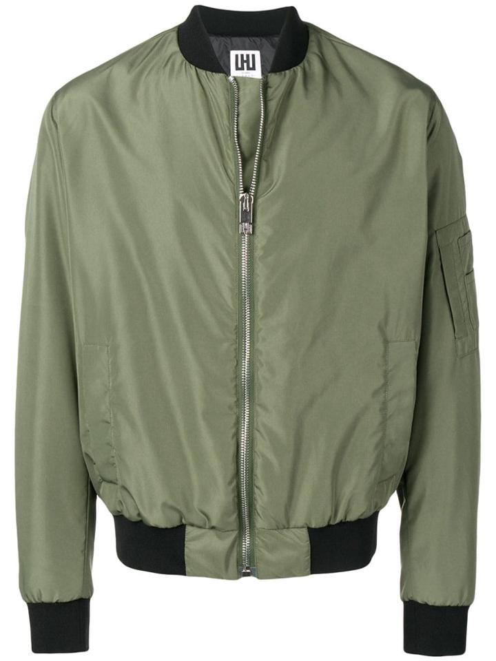 Les Hommes Urban Zipped Bomber Jacket - Green