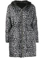 Michael Michael Kors Cheetah Print Padded Coat - Black