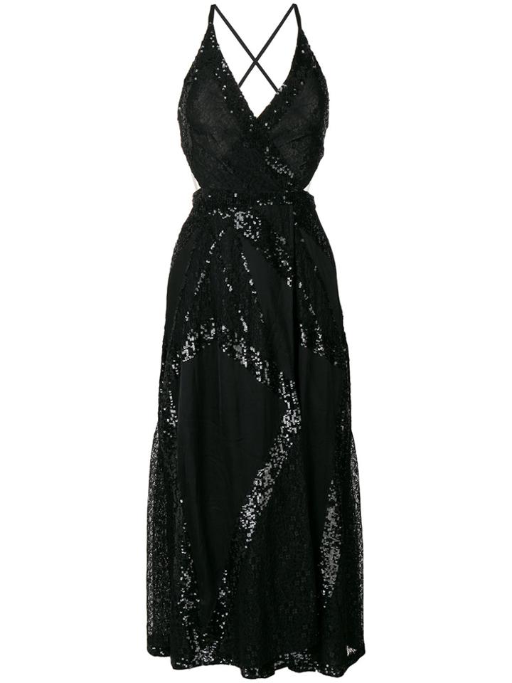 Temperley London Sequinned Criss Cross Back Dress - Black