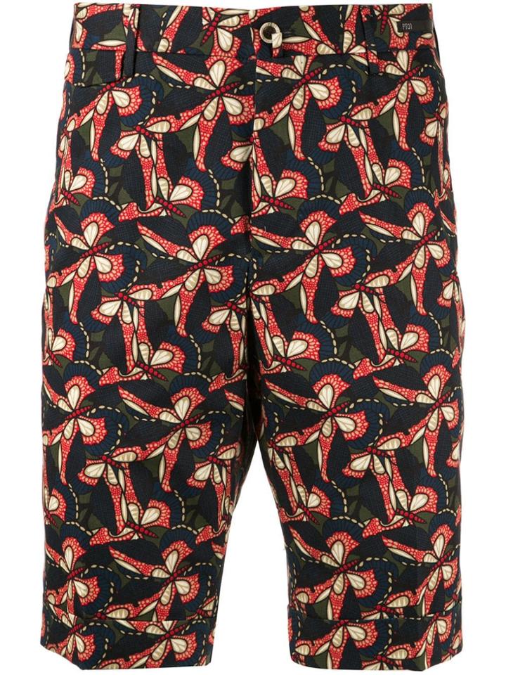 Pt01 Butterfly Print Tailored Shorts - Multicolour