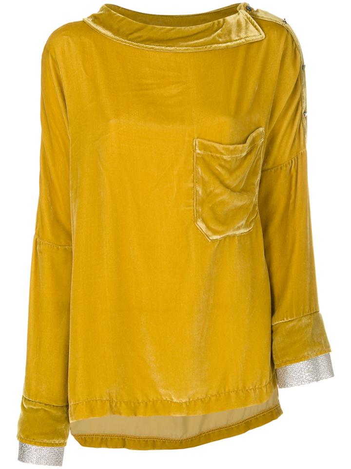 Aviù Asymmetric Textured Top - Yellow & Orange