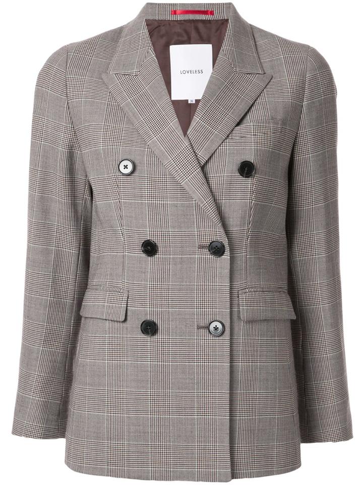 Loveless Check Pattern Blazer - Grey