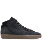 Leather Crown Hi-top Sneakers - Black