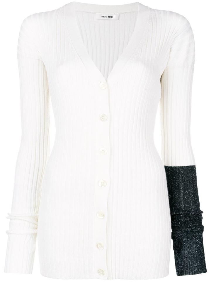 Circus Hotel Contrasting Sleeve Cardigan - White