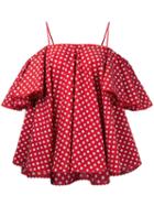 Anna October - Polka Dot Off Shoulder Top - Women - Cotton - M, Red, Cotton