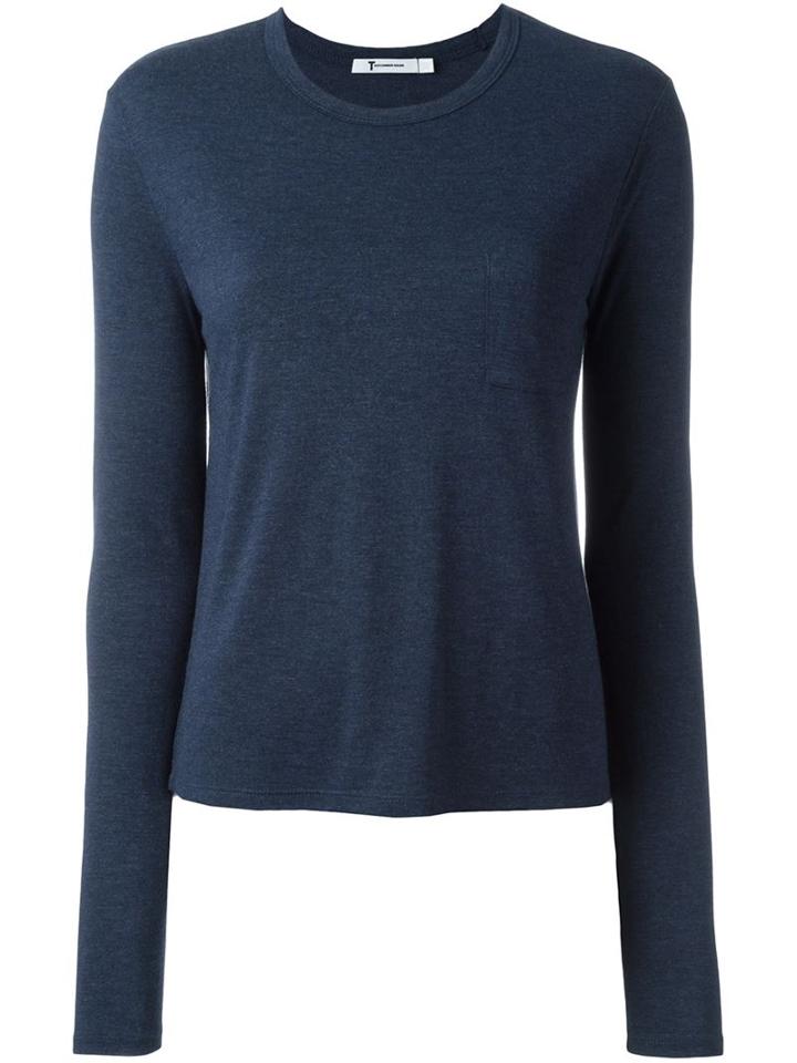 T By Alexander Wang Longsleeved T-shirt, Women's, Size: Xs, Blue, Rayon