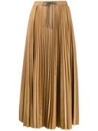 Tela Full Pleated Midi Skirt - Brown