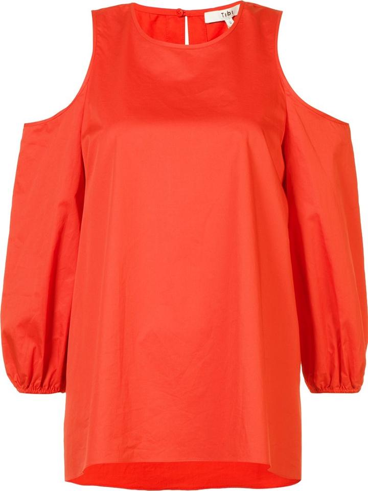 Tibi Cold-shoulder Blouse, Women's, Size: 6, Red, Cotton