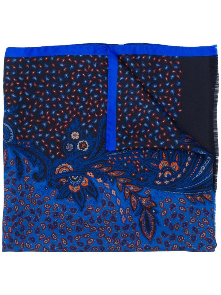 Etro Embroidered Paisley Scarf - Blue