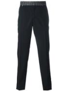 Alexander Mcqueen Printed Waistband Straight-leg Trousers, Men's, Size: 52, Black, Wool/mohair/acetate/viscose