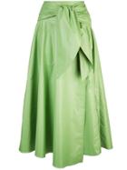 Tibi Glossy Wrap Skirt - Green