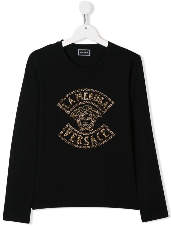 Young Versace Teen Medusa Head Jersey Top - Black
