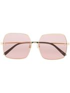 Stella Mccartney Eyewear Gold Tone Pink Square Metal Sunglasses