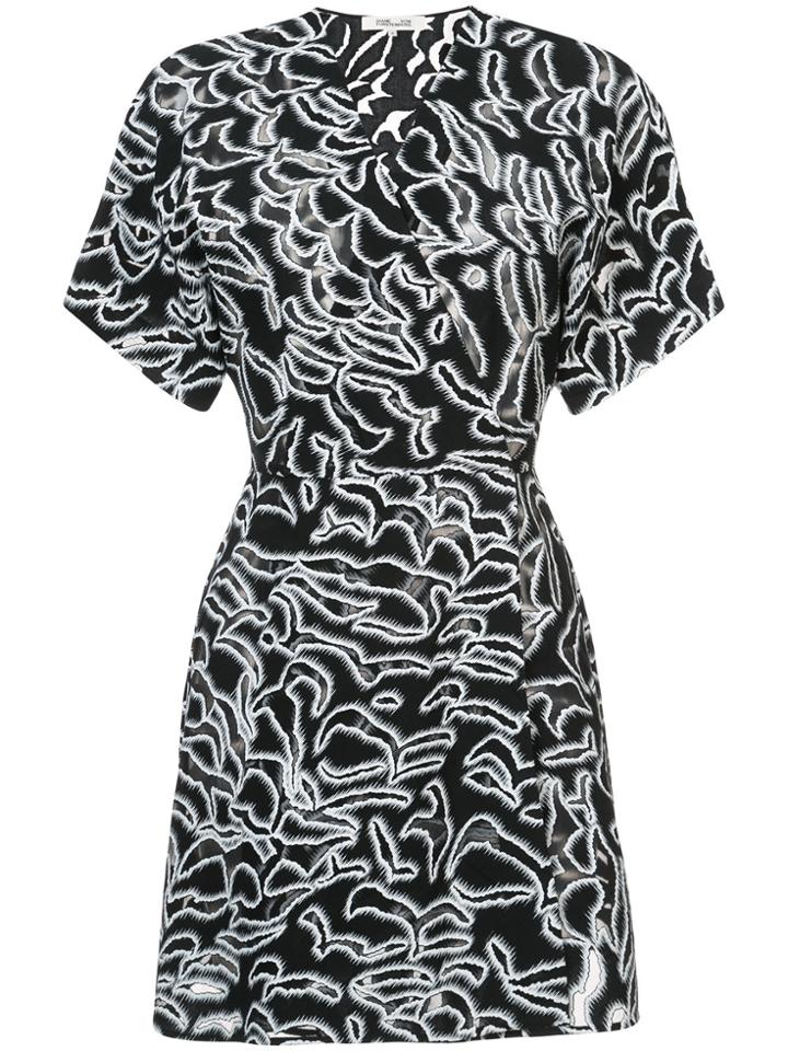 Dvf Diane Von Furstenberg V-neck Flare Mini Dress - Black
