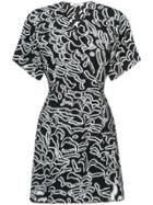 Dvf Diane Von Furstenberg V-neck Flare Mini Dress - Black