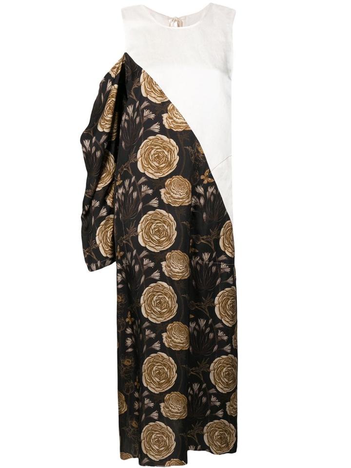 Uma Wang Cold-shoulder Floral-print Dress - Black