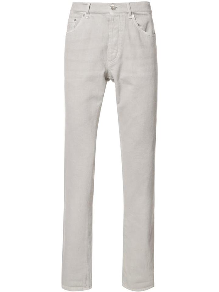 Logo Patch Slim-fit Jeans, Men's, Size: 56, Grey, Cotton, Brunello Cucinelli