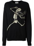 Moschino Skeleton Intarsia Jumper, Women's, Size: Xs, Black, Polyester/rayon/wool/virgin Wool