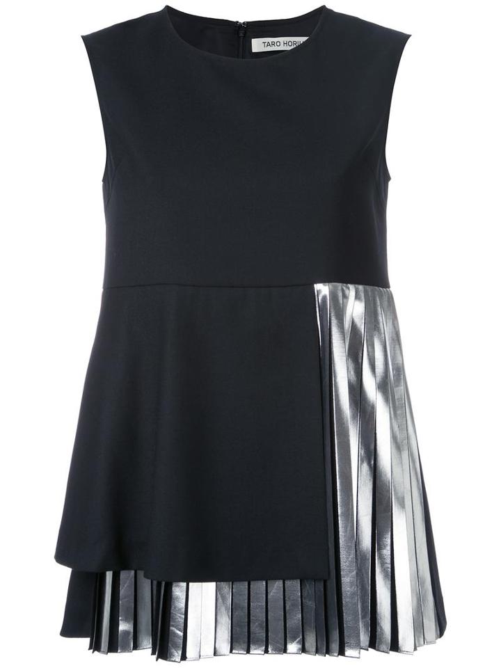 Taro Horiuchi Pleated Hem Top, Women's, Black, Polyester/rayon/wool/polyethylene