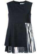 Taro Horiuchi Pleated Hem Top, Women's, Black, Polyester/rayon/wool/polyethylene
